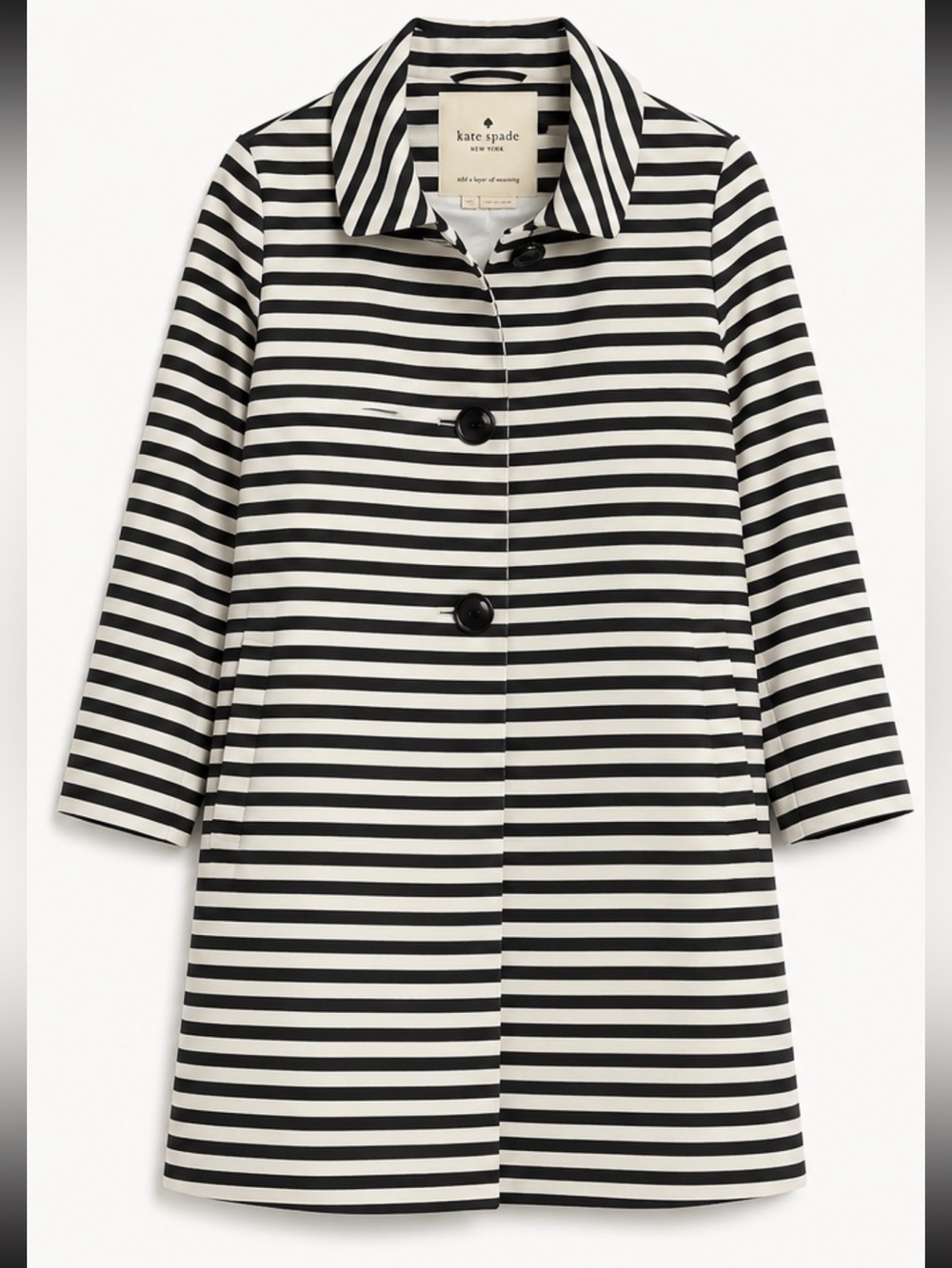 kate spade Black and White Striped Trench Coat